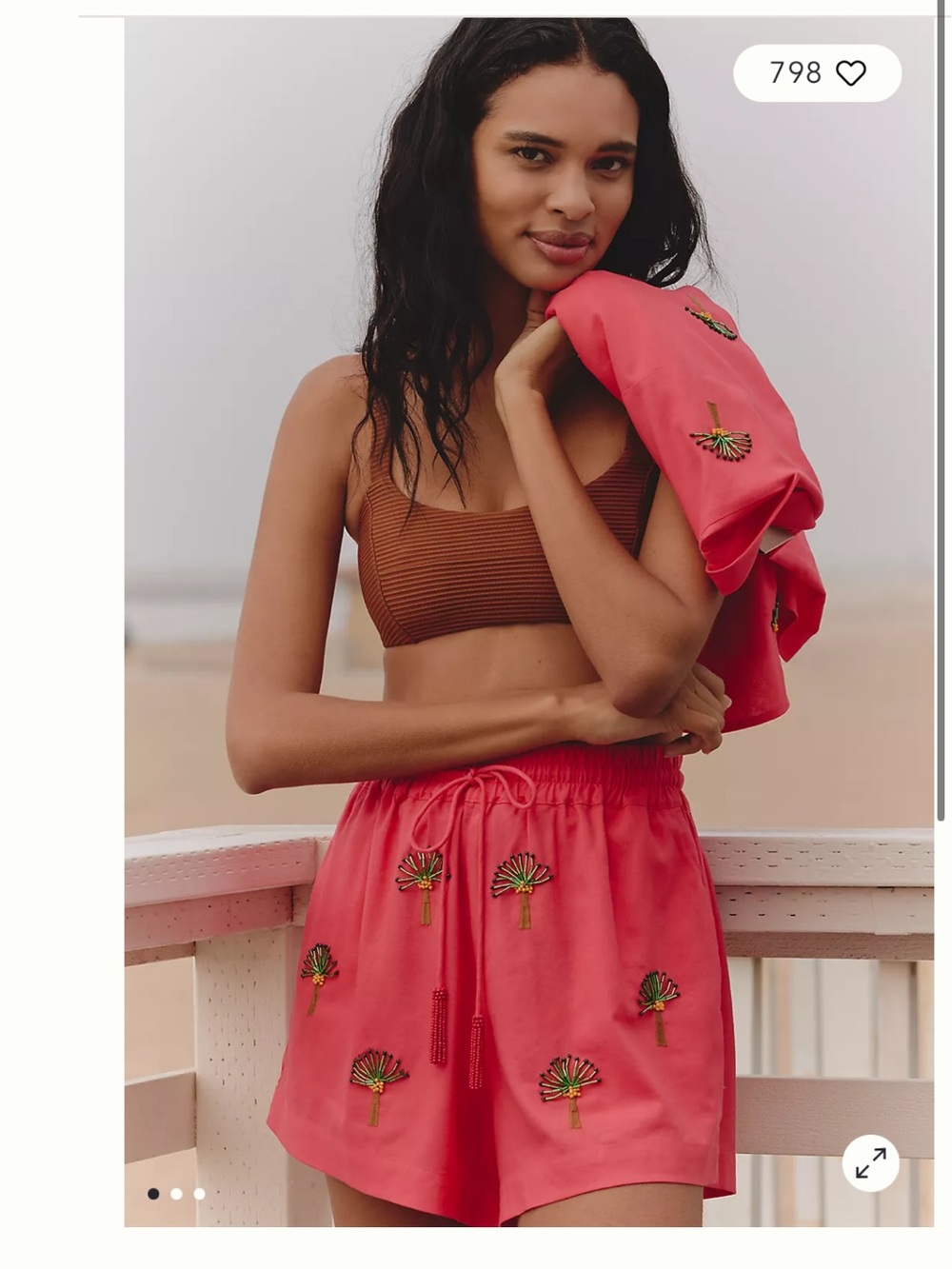 Farm Rio x Anthropologie Deco Palm Tree Drawstring Shorts - Picture 2 of 3